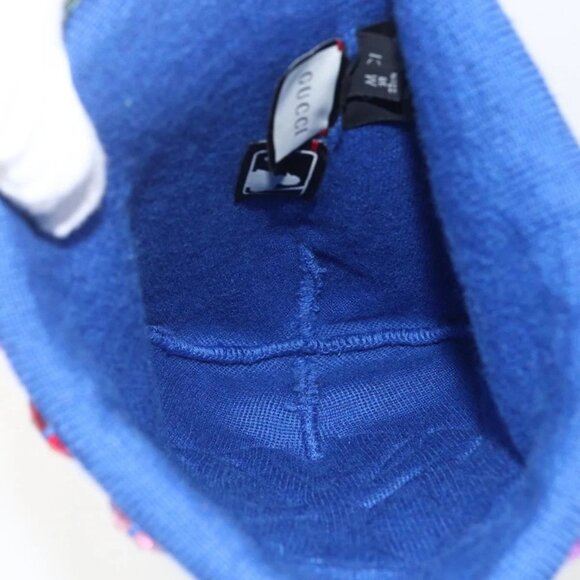GUCCI NY Knitted Fabrics Hat Wool Blue Auth am10088V main image 5